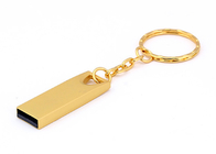 Χρυσό ραβδί Usb μετάλλων, μεταλλική συσκευή αποθήκευσης ραβδιών μνήμης με το βασικό δαχτυλίδι